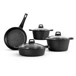 Gülsan Mina Kristal Granit Döküm Siyah 7 Parça Set