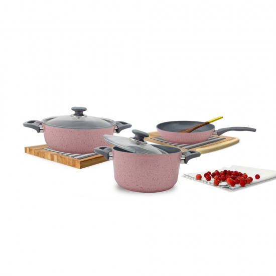 Gülsan Pembe Safran Granit 5 Parça Set