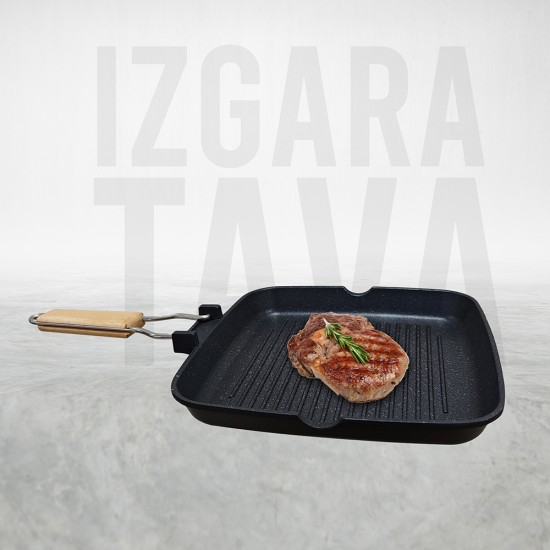 Gülsan Katlanabilen Saplı Granit Izgara Tava