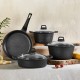 Gülsan Mina Kristal Granit Döküm Siyah 7 Parça Set