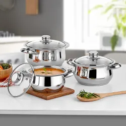 Gülsan Çakır 6 Parça  Tencere Seti Cam Kapaklı 