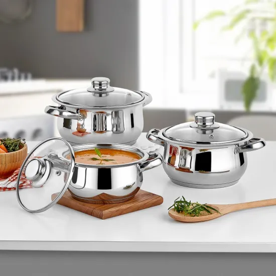 Gülsan Çakır 6 Parça  Tencere Seti Cam Kapaklı 