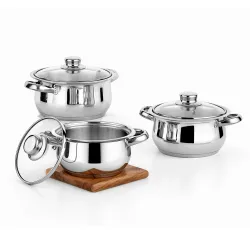 Gülsan Çakır 6 Parça  Tencere Seti Cam Kapaklı 