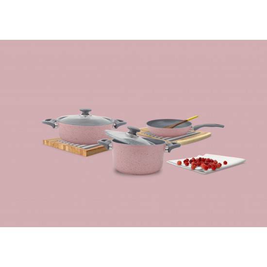Gülsan Pembe Safran Granit 5 Parça Set
